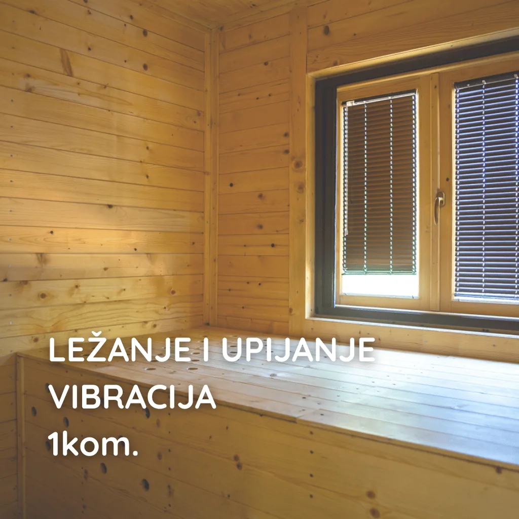 Drveni ležaj uz prozor api komore, sa natpisom Ležanje i upijanje vibracija