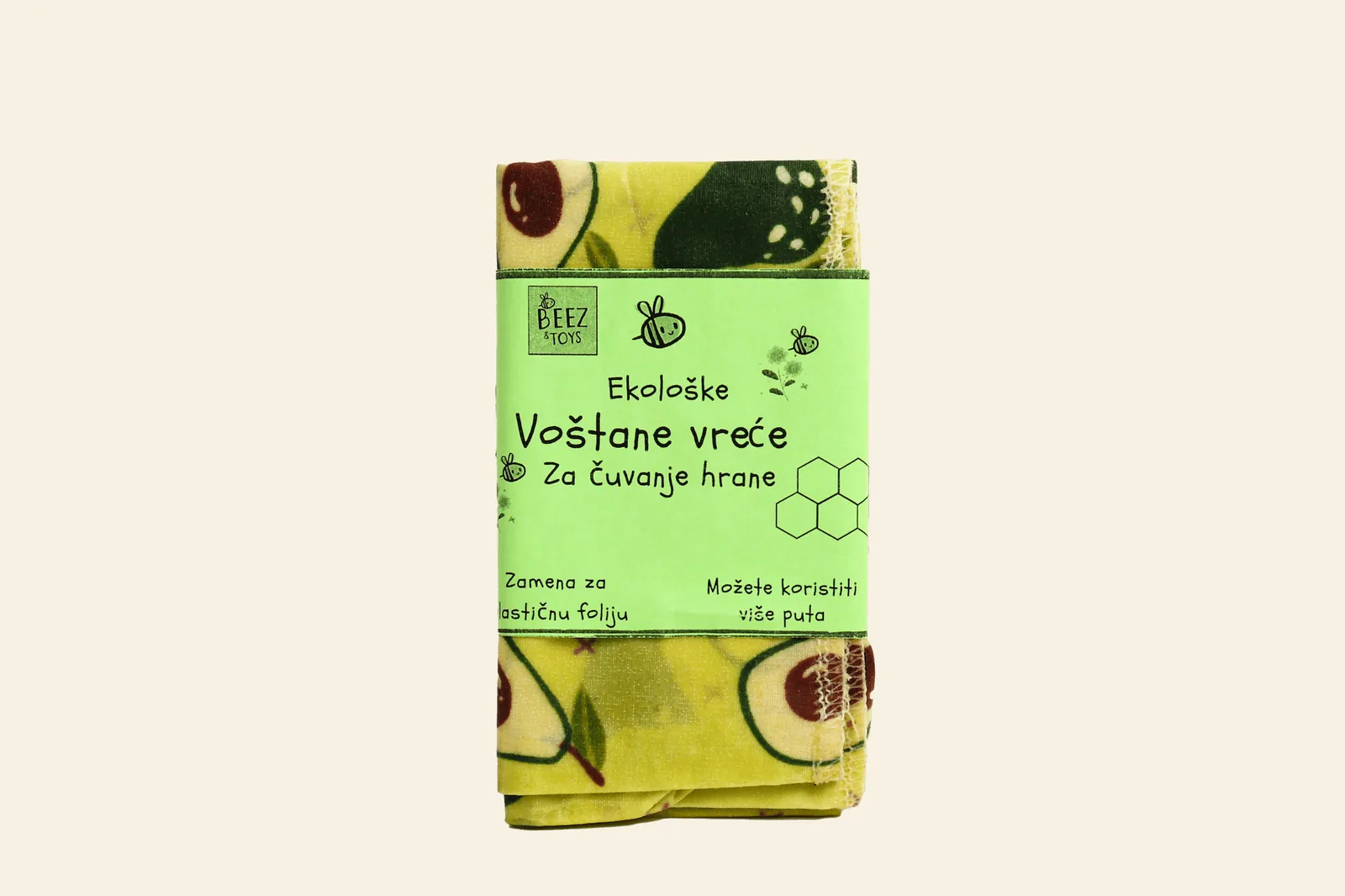 Manja voštana vreća za hleb i suvu hranu, presavijena, sa zelenom etiketom